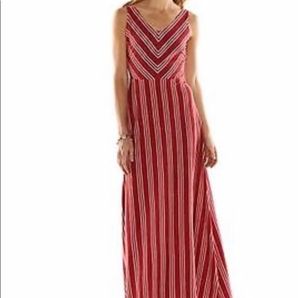 Red striped cotton maxi dress. Lauren Conrad. Size Large
